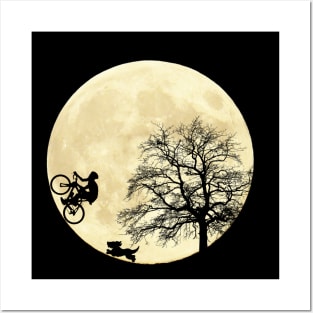 Bike Rider, Dog and Moon Posters and Art